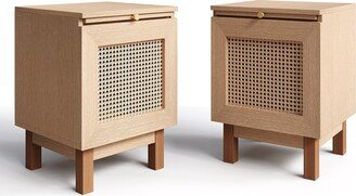 WhizMax PVC Rattan Nightstand with Expansion Desktop