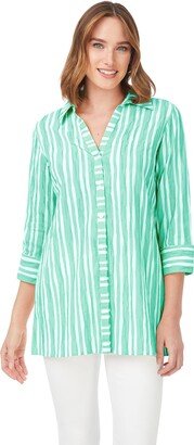 Women's Plus Size Pamela 3/4 Sleeve Beach Stripe Tunic