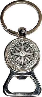 Handmade Silver Compass Bottle Opener Key Chain