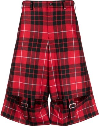 Tartan Check-Pattern Wool Shorts