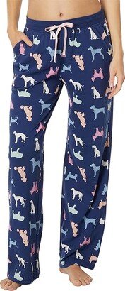 Colorful Dogs Pattern Snuggle Up Sleep Pants (Darkest Blue) Women's Pajama