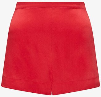 Womens Red Joie High-rise Stretch-silk Pyjama Shorts