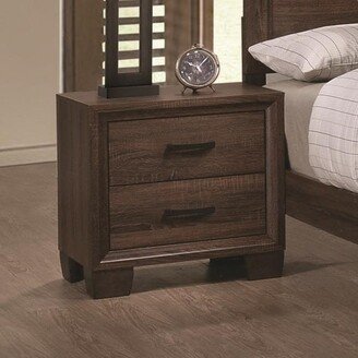 Wooden 2 Drawer Nightstand, Medium Warm Brown-AA