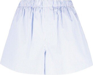 Elasticated-Waistband Striped Cotton Shorts