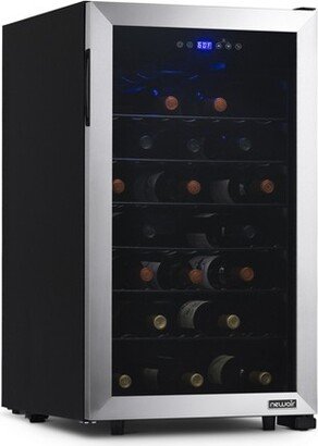 Freestanding 50 Bottle Compressor Wine Fridge in Stainless Steel, Adjustable Racks and Exterior Digital Thermostat-AA