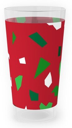 Outdoor Pint Glasses: Christmas Terrazzo Outdoor Pint Glass, Red