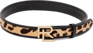 Logo-Lettering Leopard Printed Belt
