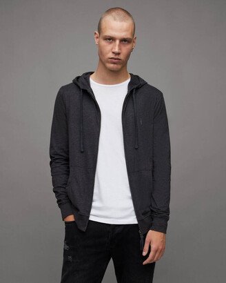 Brace Brushed Cotton Zip Up Hoodie - Cinder Gray Marl