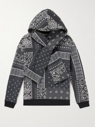 Tie-Detailed Quilted Bandana-Print Cotton-Jersey Hoodie