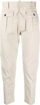 mid-rise cotton tapered trousers-AA