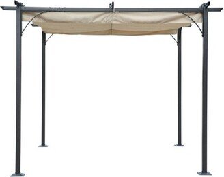 10' Retractable Roman Shade Pergola Canopy - Blue Wave