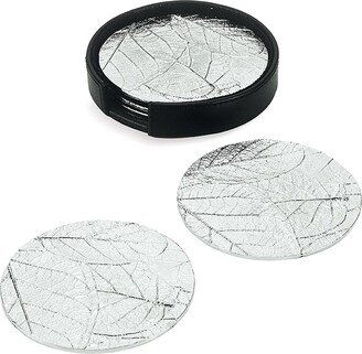 Forest Leaf 6-Piece Metal Coaster Set