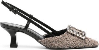 Stefi 60mm crystal-embellished slingback pumps