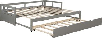 IGEMAN Twin-King Size Extendable Daybed Frame with Trundle for Small Bedroom City Aprtment Dorm