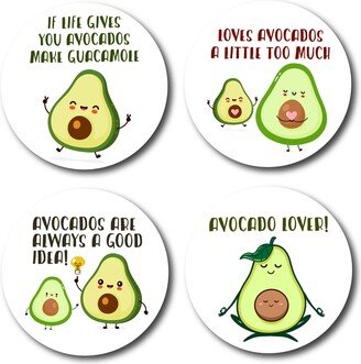 Avocado Coasters Set, Funny Guacamole Designs, Wood Protection