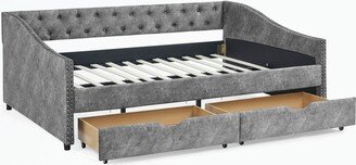 Full Size Daybed with Drawers Upholstered Tufted Sofa Bed