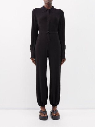 Plunge-front Cropped Jersey Jumpsuit