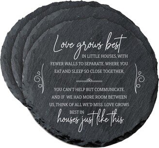 Slate Coasters | Coaster Set Modern Wood Centerpiece For Table Handmade Round Gift Him