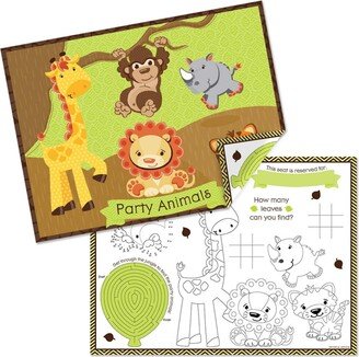 Big Dot of Happiness Funfari - Fun Safari Jungle - Paper Birthday Party Coloring Sheets - Activity Placemats - Set of 16