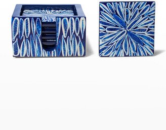 Blue Almendro Square Coaster Set