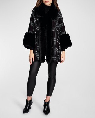 Pia Rossini Auburn Check Faux Fur Wrap