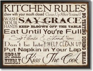 Home Decor Kitchen Rules Creme Typography Kitchen Framed Giclee Art, 11 x 14