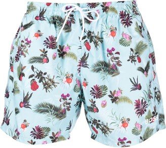 Botanical-Print Swim Shorts