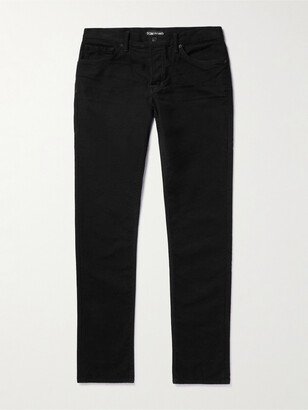 Slim-Fit Garment-Dyed Stretch-Cotton Moleskin Trousers