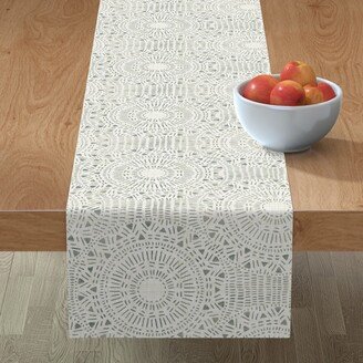 Table Runners: Distressed Mandala - Neutral Table Runner, 90X16, Gray