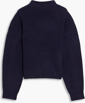 Brushed ribbed-knit turtleneck sweater