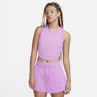 Women's Sportswear Chill Knit Tight Cropped Mini-Rib Tank Top in Purple