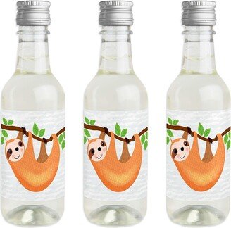 Big Dot Of Happiness Let's Hang - Sloth - Mini Wine Bottle Label Stickers - Party Favor Gift - 16 Ct