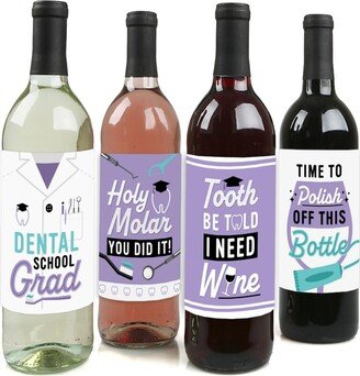 Big Dot Of Happiness Dental School Grad Party Decorations - Wine Bottle Label Stickers - Set of 4