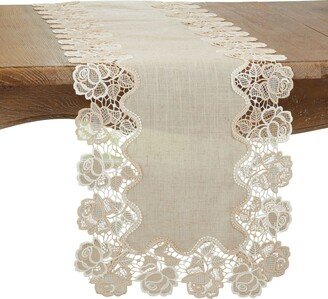 Saro Lifestyle Lace Table Runner with Rose Border Design, 54