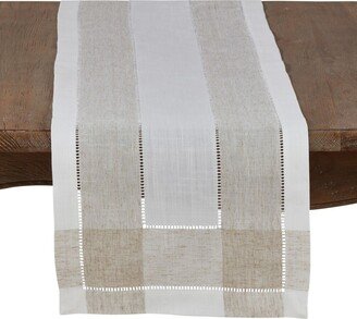 Saro Lifestyle Timeless Linen Blend Table Runner with Hemstitch Accents