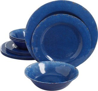 Mauna 12 Piece Dinnerware Set in Cobalt Blue