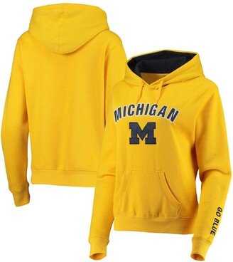 Women's Maize Michigan Wolverines Arch and Logo 1 Pullover Hoodie