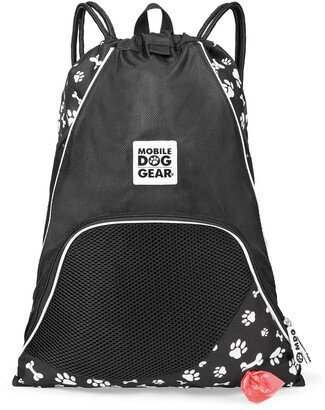 Dogssentials Drawstring Cinch Sack - Black & White Paw Print