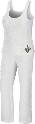 Women's Wear by Erin Andrews Cream New Orleans Saints Cozy Scoop Neck Tank Top Pants Sleep Set