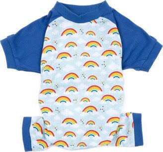 Leveret Dog Cotton Pajama Rainbow Blue