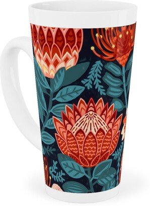 Mugs: Protea Chintz - Navy Tall Latte Mug, 17Oz, Multicolor