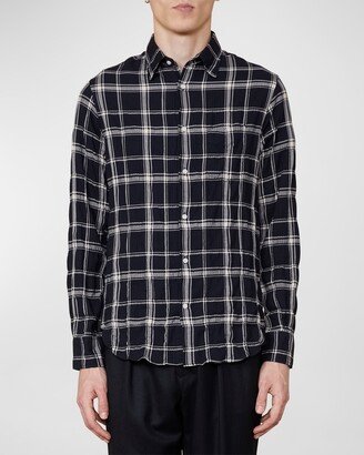 Men's Benoit Cotton Seersucker Check Shirt