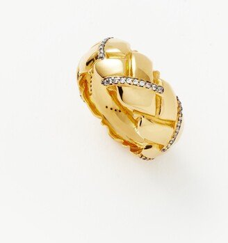 Lucy Williams Chunky Pavé Waffle Ring | 18ct Gold Plated/Cubic Zirconia