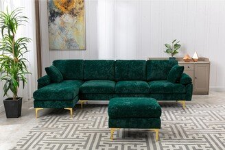 Calnod L-Shaped Living Room Sectional Sofa, Convertible Modular Sofa with Gold Metal Legs-AF