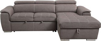 L-Shape Storage Sleeper Sectional Sofa in PU