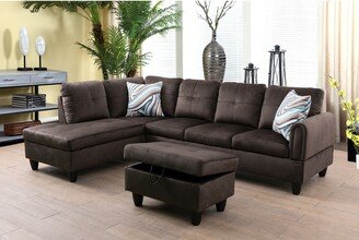 LifeStyle Furniture Jamesbang 3-Pieces Sectional Sofa Set,Dark Brown,Microfiber