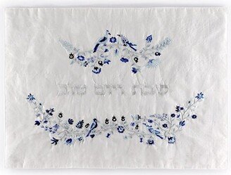 Yair Emanuel Challah Cover Silk Embroidered Birds & Flowers - Shabbat Yom Tov
