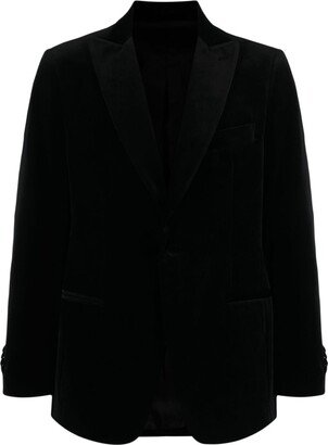 Single-Breasted Velvet Blazer-AH