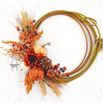 Red Sunflower Upcycled Lariat Rope Wreath