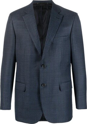 Plaid-Pattern Single-Breasted Blazer